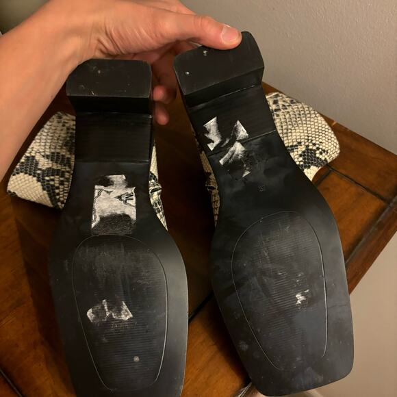 Zara Snake Print Leather Square Toe Boots - Picture 6 of 7